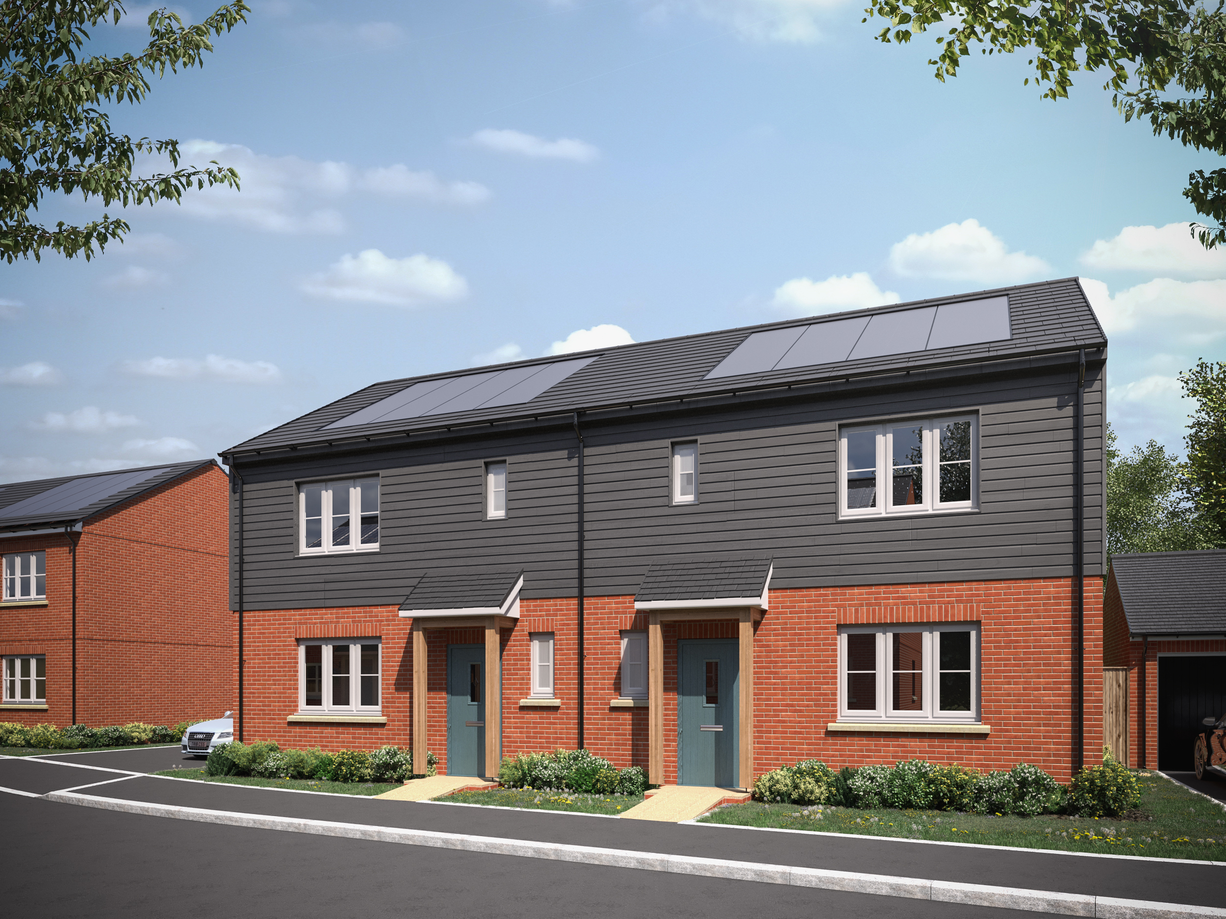 External picture of solar panels on shared ownership new homes